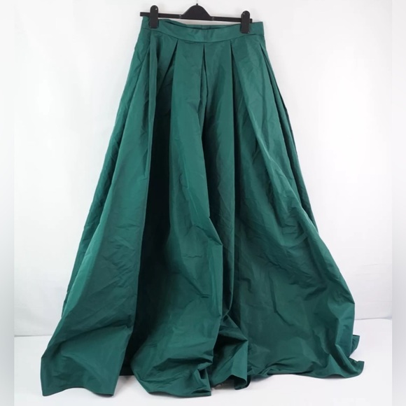 PINKO Women's Green Long Taffeta Wrap Maxi Skirt Size Small - Picture 3 of 6